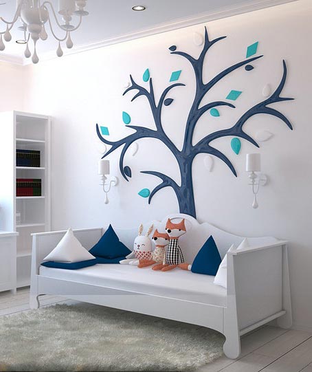 Large tree wall decal filling up a large wall.