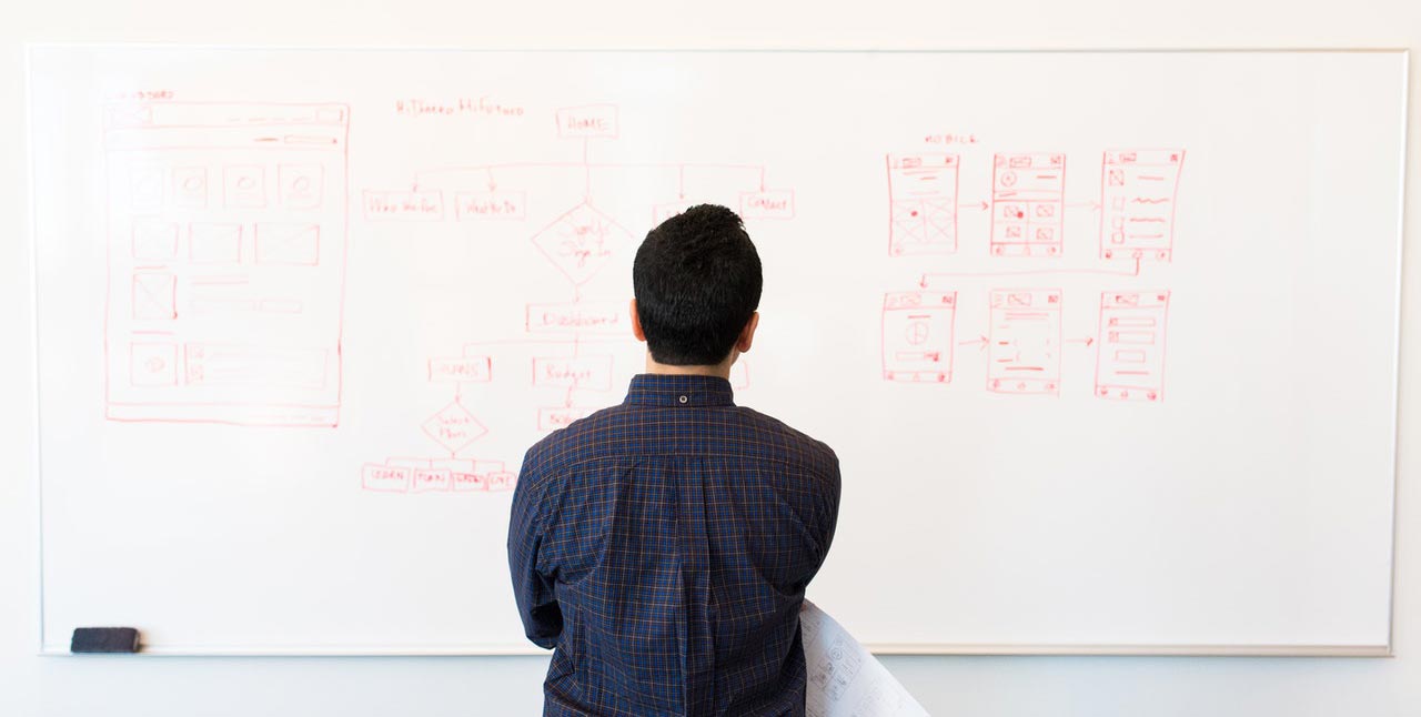 Man standing in front of a whiteboard.